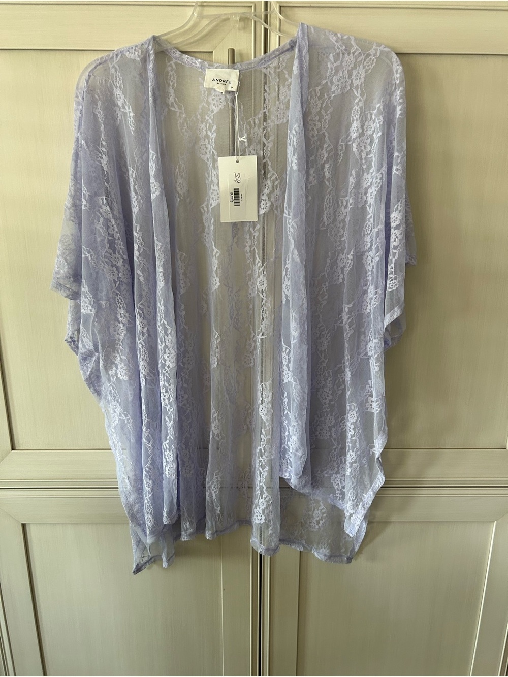 ANDREE BY UNIT Lilac Lace Sheer Kimono Wrap